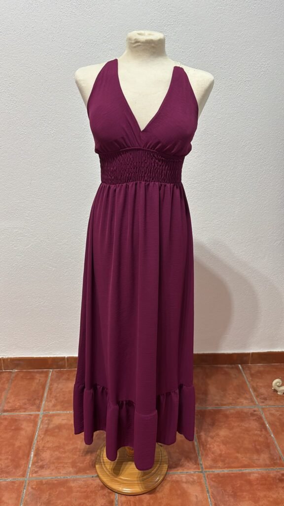 Vestido color VinoTinto con lazo en espalda
