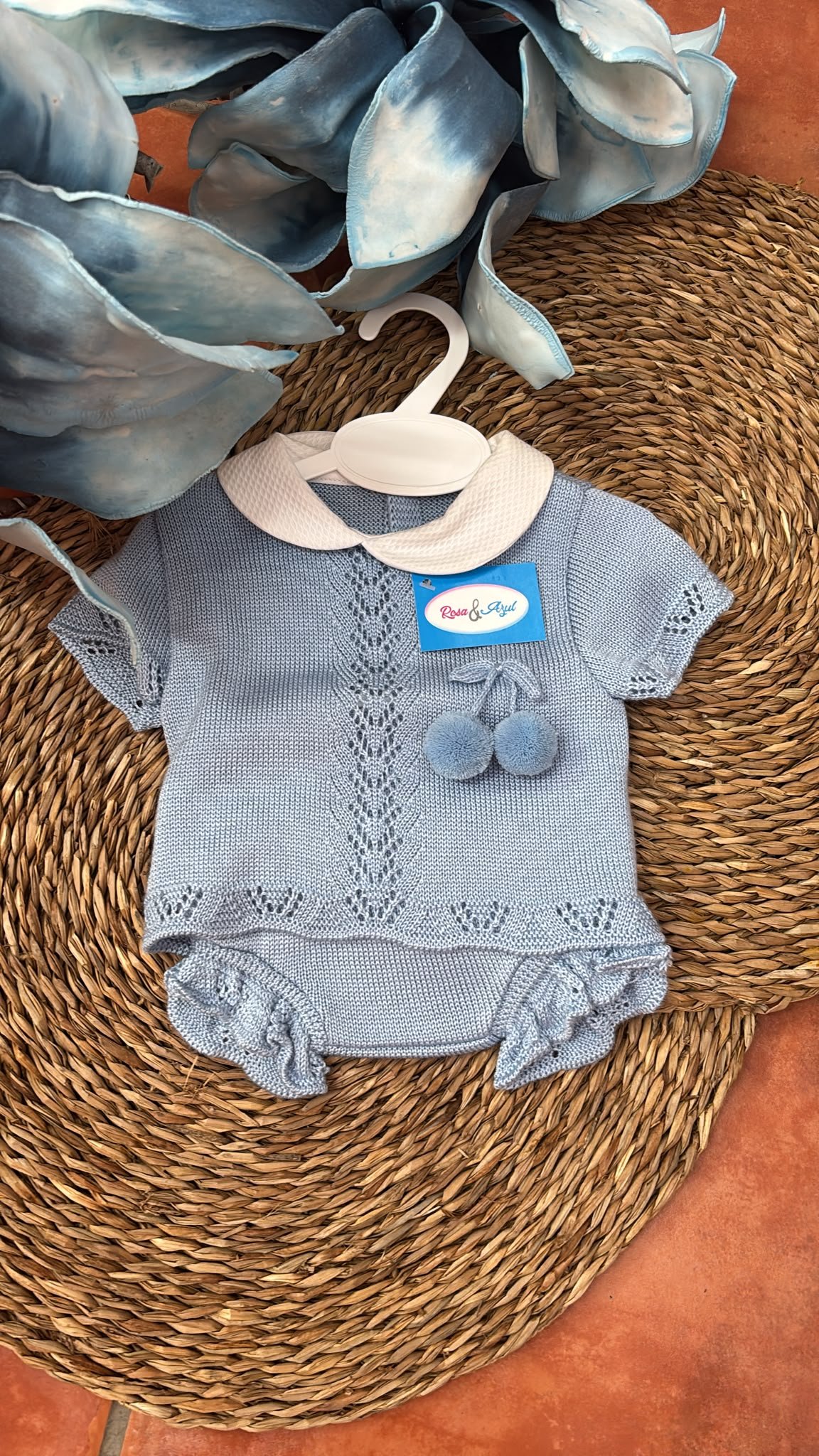 Conjunto azul Pompones